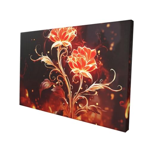 Toile murale fleurs de feu, affiche décoration salon 45cm - 2