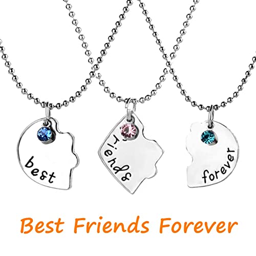 Best Friends Forever and Ever Necklace with Crystal Broken Heart Charm Pendant Set Friendship Necklace2