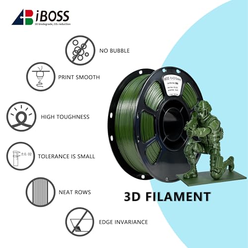 Image of iBOSS PLA+ Filament Olive Green 1.75mm, Upgrade 3D Printer PLA Plus Filament, 1kg Spool (2.2lbs) Cardboard Spool 3D Printing Filament for 3D Printers(Olive Green)