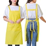 CBBEONRN Delantal Camarero Impermeable Delantales De Cocina Hombre Y Mujer con Bolsillos para Hostelería Frutería Cocina Pintor Trabajo Uniforme Yellow,One Size