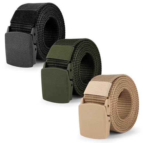 3 Pièces Ceinture en Nylon Homme Ceinture Homme Tissu Réglable Sangle de Tissus Homme Unisexe Tressée Belt Sans Métal en Toile pour le Travail 150CM