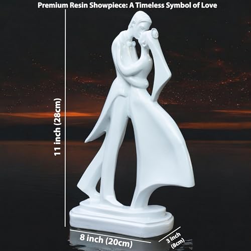 Elegant Wedding Couple Figurine – Romantic White Resin Bride & Groom Embrace Sculpture for Wedding, Anniversary, Valentine’s Gift, Tabletop Home Décor Showpiece — photo — 5 of 9