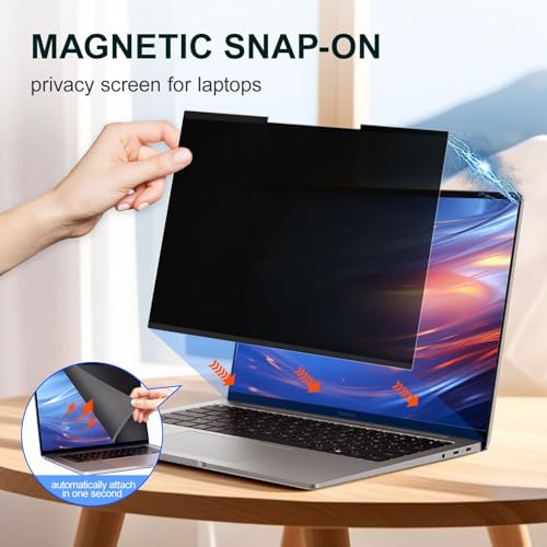 Image of 2Pack Magnetic 13.3 Inch Laptop Privacy Screen 16:9 Aspect Ratio, Removable Anti-Blue /Glare Protector Film, Anti Spy Desktop Security Private Filter 13.3in