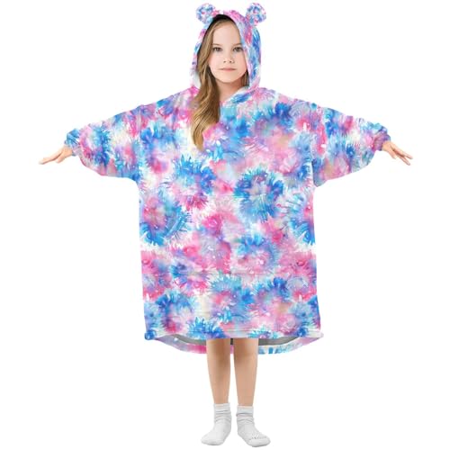 Couverture à capuche enfant anti-froid | Sweat polaire oversize tie-dye chaud hiver