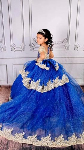 Lace Tulle Flower Girl Dresses for Wedding Applique Elegant Long Princess First Communion Dresses3