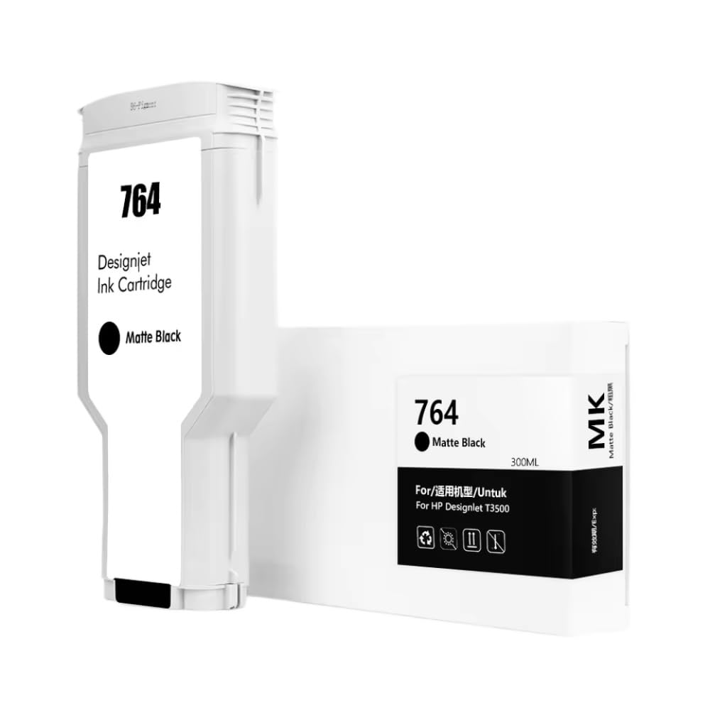 764 Ink Cartridge Compatible For Designjet T3500 Printer Works With C1Q17A C1Q16A C1Q13A C1Q14A C1Q15A C1Q138A Uses Pigment Ink(MK)