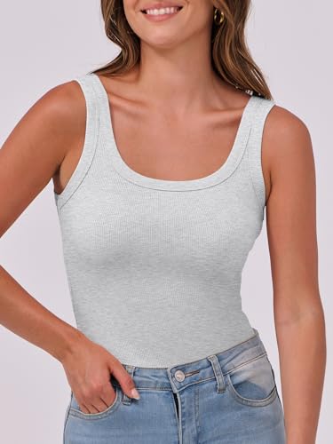 Image of ANRABESS Womens Sleeveless Scoop Neck Tank Top Ribbed Fitted Summer Basic Slim Cute Tops 2026
