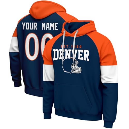 ANTKING Denver Hoodie Sweatshirt for Men Youth Personalized Custom Name and Number Gifts