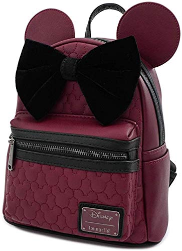 Loungefly Minnie Mouse Maroon Quilted Womens Double Strap Shoulder Bag Purse - Image 3