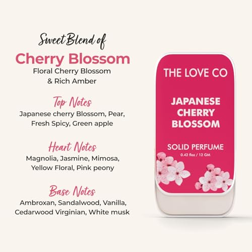 Image of THE LOVE CO. Japanese Cherry Blossom Solid Perfume for Men & Women 12gm | Long-Lasting Floral Fragrance Balm | Alcohol-Free, Travel-Friendly, Pocket Perfume Stick