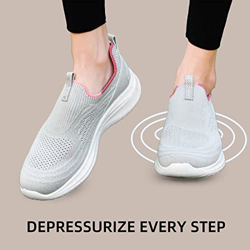 Image of TIOSEBON Women's Walking Tennis Shoes Knit Comfortable Slip on Breathable Mesh Lightweight Sneaker