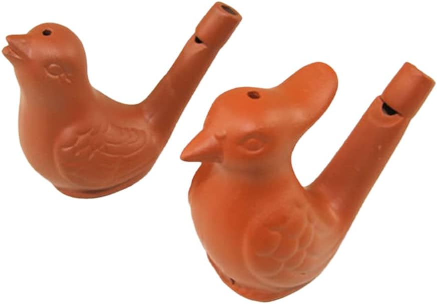 Toddmomy Red Clay Music Whistle Bird Call Toy for Kids Baby Sound Toy 3X1.4X2 Inch Musical Whistles for Birthday Party Favors