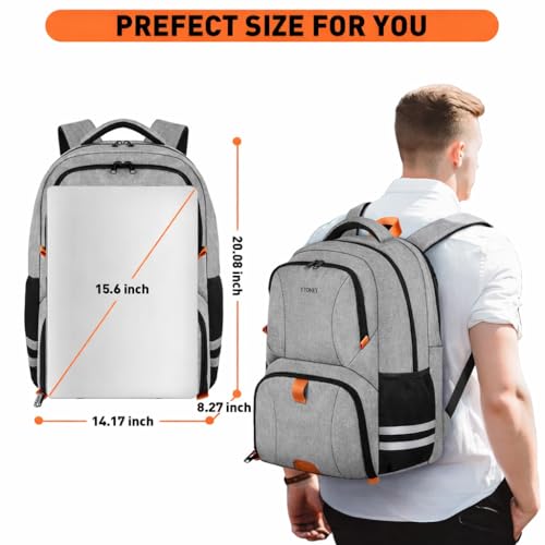 Ytonet Gym Backpack For Men Women, Backpack for Men with Shoe Compartment, Water Resistant Workout Sports Bag Fit 15.6 Inch Laptop, Gym, Sports, Camping, Hiking, Grey by Ytonet - Image 4