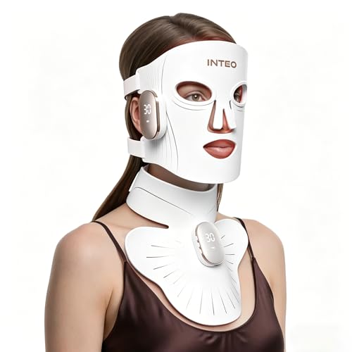 Red Light Therapy Mask for Face & Neck, 4 Light Modes LED 660nm 850nm Infrared Red Light, 2000mAh Cordless Rechargeable with 680 LEDs, Hands-Free Anti-Wrinkle Skin Firming Glow Skincare Mask for Home