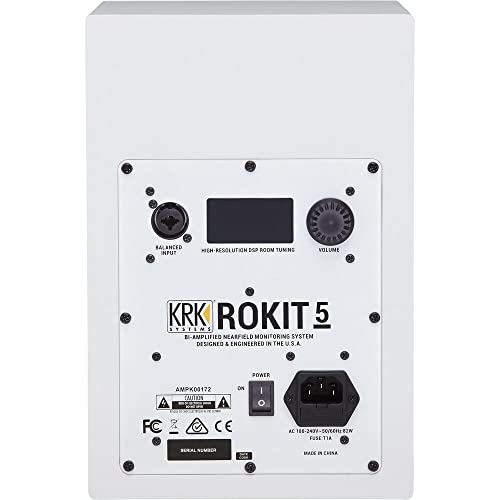 Krk Rp5 Rokit 5 G4 Professional Bi-Amp 5'' Powered Studio Monitor Noise White (2-Pack) Bundle With Medium Speaker Monitor Acoustic Isolation Stands And 0.5 X 6 Touch Fastener Straps (Rp5G4Wn-Na) #TOP5