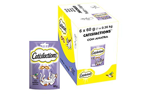 Catisfactions Snack per Gatto, Squisita Anatra, 6 Confezioni da 60 g