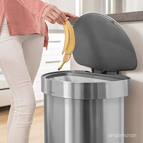Simplehuman 45 Liter/ 12 Gallon Semi-Round Hands-Free Step Trash Can, Brushed #TOP2