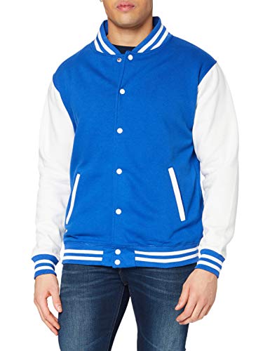 Just Hoods by AWDis Varsity Jacket - Blouson Teddy Manches Longues - Homme - Bleu (Royal/White) - Small