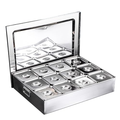 Komercyjny zestaw stojaków na przyprawy, do stacji kuchennej, dozownika pojemników na przyprawy i owoce, 6/8/9/12 przegródek, sól ze stali nierdzewnej, cukier, przechowywanie przypraw, B