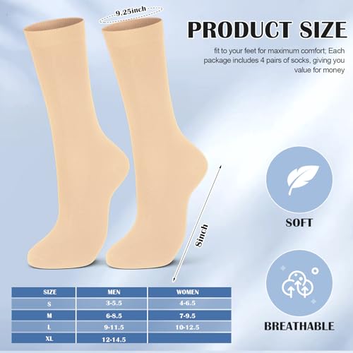 Image of 4 Pairs Silk Liner Socks Ultra-lightweight Hiking Liners Calf Sweat Absorption Socks for Adult