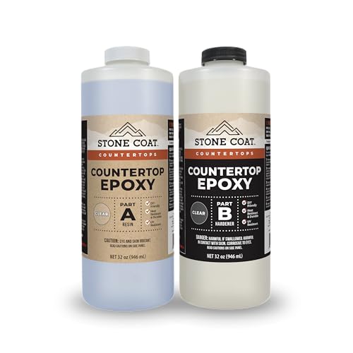 Comparison: Best Clear Coat For Wood Countertops 3 Stone Coat Countertops Clear Epoxy Resin Kit (1/2 Gal) UV, Scratch & Heat Resistant, Food Safe - Ideal for Kitchen Countertop, Tabletop, Bar Top, Shower Walls, Wood Slabs, Other DIY Art Craft Projects