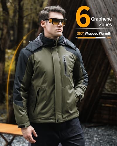 Wulcea RTPB-020 Mens Heated Jacket Graphene Electric Warming Coat Winter Gear Must Haves Camper Essentials Hunting Supplies Motorcycle Mountaineering Gadgets Mountain Climbing Necessities Overlanding Equipment Thing thumb #3