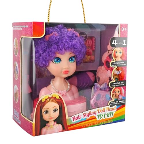 Dayysiuy Muñeca Cabeza Para Maquillaje Y Peinado | Muñeca Para Peinar Con Juego De Peluquería Y Accesorios De Maquillaje,31 Piezas Accesorios Para Vestir, Juego De Imitación Salón De Belleza Regalo De