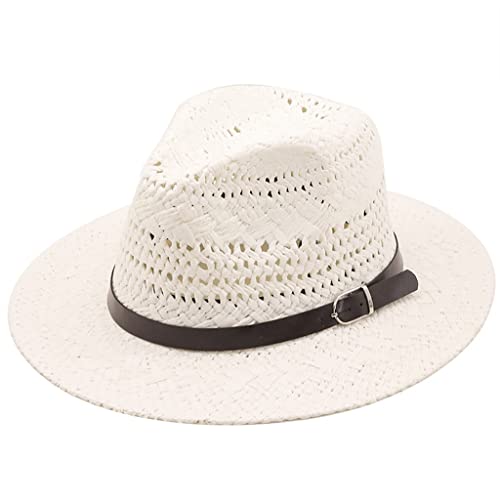 Chapeau de paille à bord plat avec couronne florale pour l'extérieur