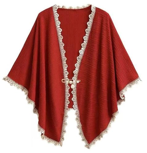 Rungion Women's Soft Cashmere Knitted Sweater Shawl Wraps Button Scarf Poncho for Autumn/Winter Travel Shoulder Cape