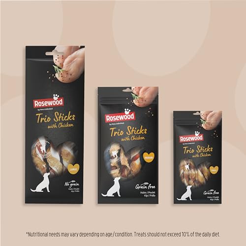 Rosewood Twisters Huhn Small – Fester Kausnack aus Rinderhaut für kleine Hunde, Kaustange mit Huhn, unterstützt die Zahnpflege, ohne Getreide, ohne künstliche Zusatzstoffe, 90 g