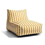 Gutekissen® Sitzsack Erwachsene XXL - Outdoor Sitzkissen Wetterfest - im Streifen-Design - bequemer Loungesessel für Terrasse, Balkon, Garten & Patio, UV-beständig - 72x102x65cm (Gelb)