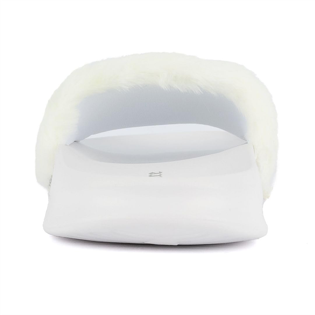 Juicy Couture Women's Fashionable Faux Fur Slide Sandals, Cozy Slip-On with EVA Sole for Indoor & Outdoor Slip-On: 7 White Tie Dye-stiches