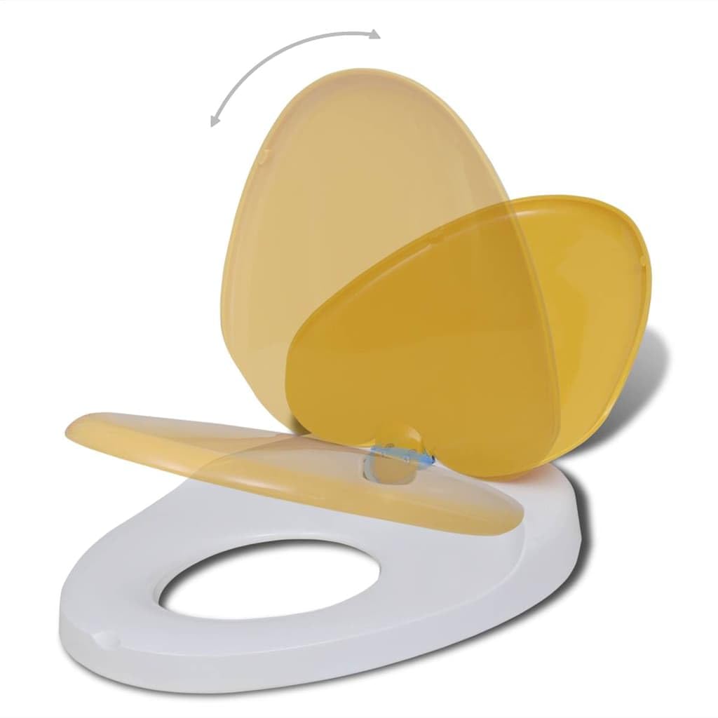 Copriwater Con Chiusura Ammortizzata 2 Pezzi, Bianco E Giallo, Plastica PP