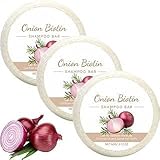 Onion Biotin Shampoo Bar | 3 Pièces 60 Biotine Shampoing Cheveux Pousse | Onion Biotin Savon Vert Shampoing Solide | Nettoyage En Profondeur Oignon Rosemary Shampoings Biotine Oignon