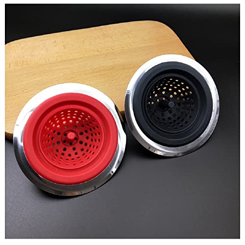 Image of Trifecta Kitchen Sink Strainer Food Catcher 2 PCs 4.5 inch Diameter, Flexible Silicone Kitchen Sink Drainers Traps Food Debris and Prevents Clogs, for Most Kitchen Sink Drains (Red - 2)