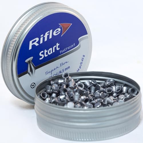 BLUCOM FLATHEAD START Gun Pellets | .177 Caliber | 4.5 mm | 6.94 gr | FLAT HEAD for Target Shooting | 500 Count, silver