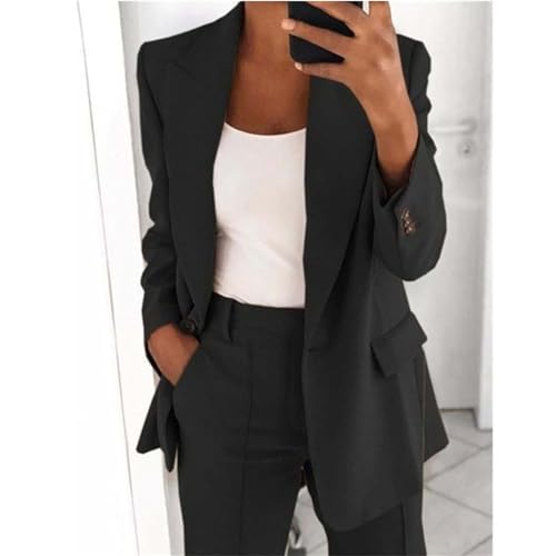 Womens Pant Suits Long Sleeve Business Casual Outfits Solid Blazer Suits Set Dressy Two Piece Pants Suit Sets3