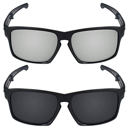 Image of Galvanic Replacement Lenses for Oakley Sliver OO9262 Sunglasses - Chrome + Black Polarized - Combo Pack