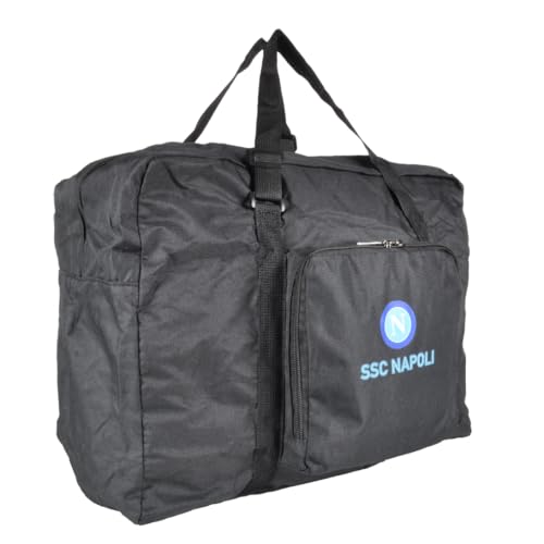 100% PL Enzo Castellano SSC NAPOLI 121854 Black Travel Bag with Logo Print, black, duffel bag3