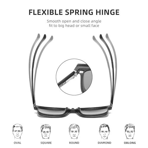 JIM HALO Magnetic 5Pcs Polarized Clip-on Sunglasses Plastic Square Frame for Night Driving3