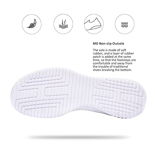 Jiumujipu Women's Walking Sneaker Slip-On Running Shoes - Lightweight Mesh-Comfortable Tennis Shoe (Gray/White / 004-3, Numeric_7) #TOP3