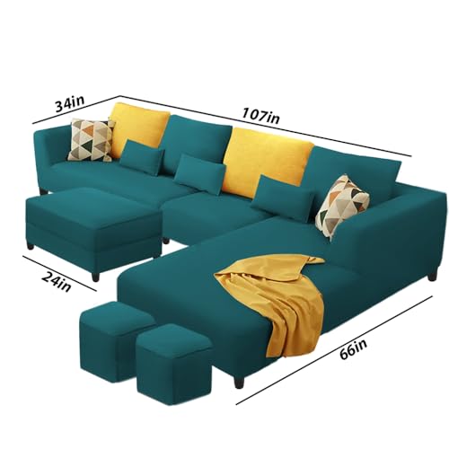 Image of Casaliving Minta RHS 8 Seater L Shape Sofa Set with Center Table for Living Room (Pine Fabric) Premium Fabric Sofa Set for Living Room | Hall