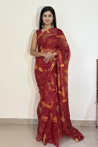 Image of MIRCHI FASHION Women Saree Cotton Abstract Printed | Lightweight Comfortable Sari for Office and Regular Daily Wear with Matching Blouse Piece