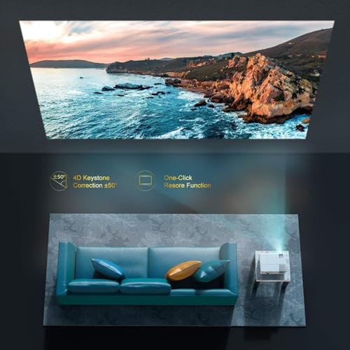Image of YABER Y31 Native 1920x 1080P Projector 7200 Lux Upgrade Full HD Video Projector, ±50 4D Keystone Correction Support 4K, LCD LED Home Theater Projector Compatible with Phone,PC,TV Box,PS4 (White)