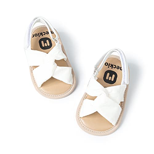 Image of Meckior Infant Baby Girls Boys Summer Sandals Open Toe Lace Princess Dress Wedding Flats Shoes Newborn Toddler Soft Non-slip Sole First Walker Crib Shoes
