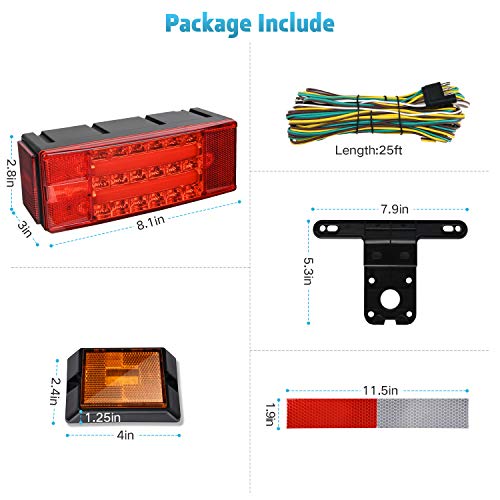 Kohree LED Submersible Trailer Light Kit, Super Bright 12V LED Utility