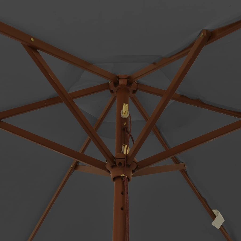 SYDE Błękitny parasol ogrodowy 196 x 231 cm z drewnianym słupkiem