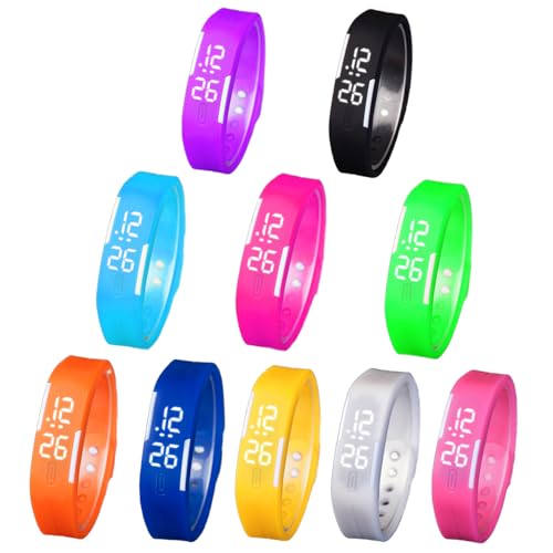 Weicam 10Pcs Unisex LED Digital Silicone Band Electronic Wrist Watch Waterproof Wholesale Watches