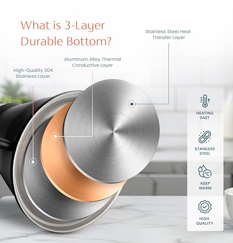 Kook KM1CK05B Gooseneck Kettle, Kettle Stovetop, With Thermometer, Tea Pot, For Pour Over Coffee & Tea, Temperature Gauge thumb #4