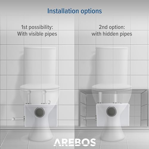 Arebos Triturador Sanitario | Bomba Trituradora Sanitaria Agua Residual | 600W | para WC, Lavabo, baño o Cocina | 100 l/min | blanco